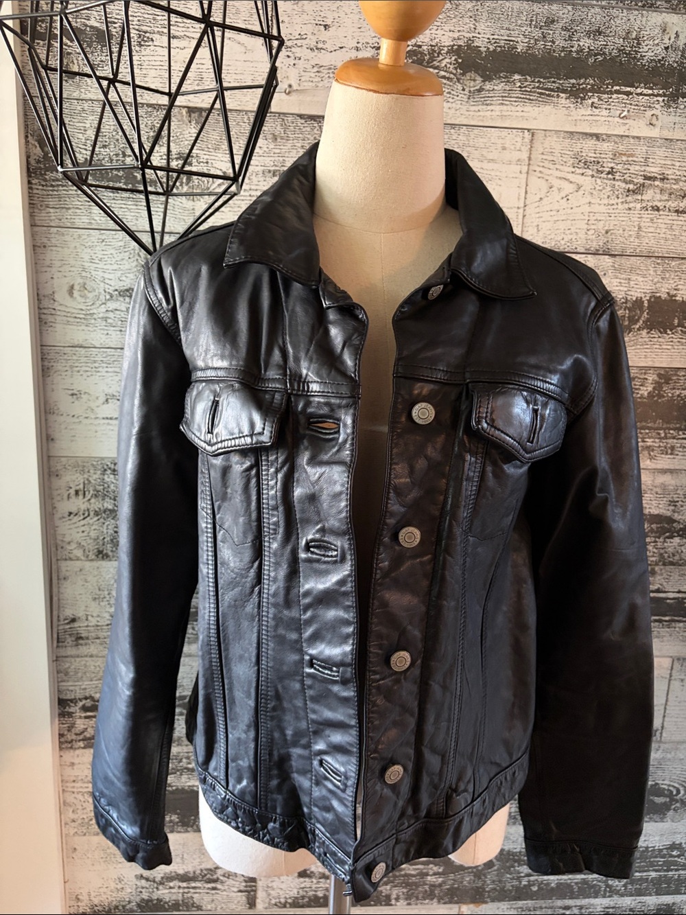 Gap “Vintage” Classic Black Leather Jacket from 1999